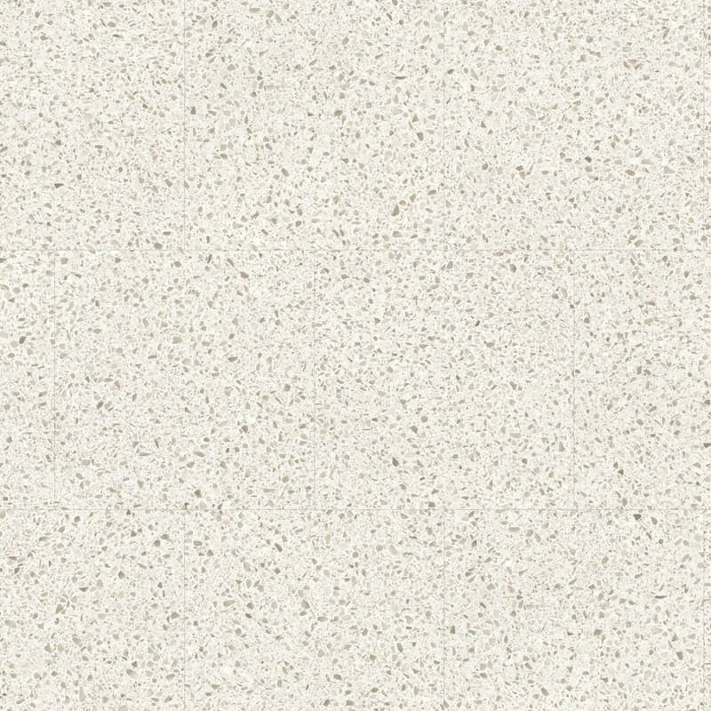 Moduleo Roots Lugano Terrazzo Tile 46210 showing creamy white base with subtle beige and taupe speckles in a terrazzo pattern