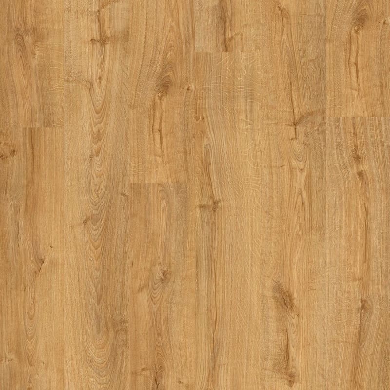 Quick-Step Alpha Bloom Honey Oak vinyl flooring close-up showing detailed wood grain texture and warm honey tones
