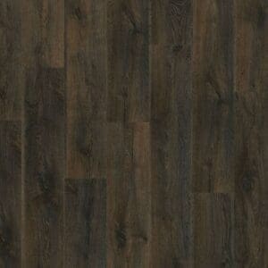 Moduleo Roots Nashville Oak 88889 luxury vinyl flooring showing rich dark brown planks with authentic weathered oak grain pattern, knots and cracks