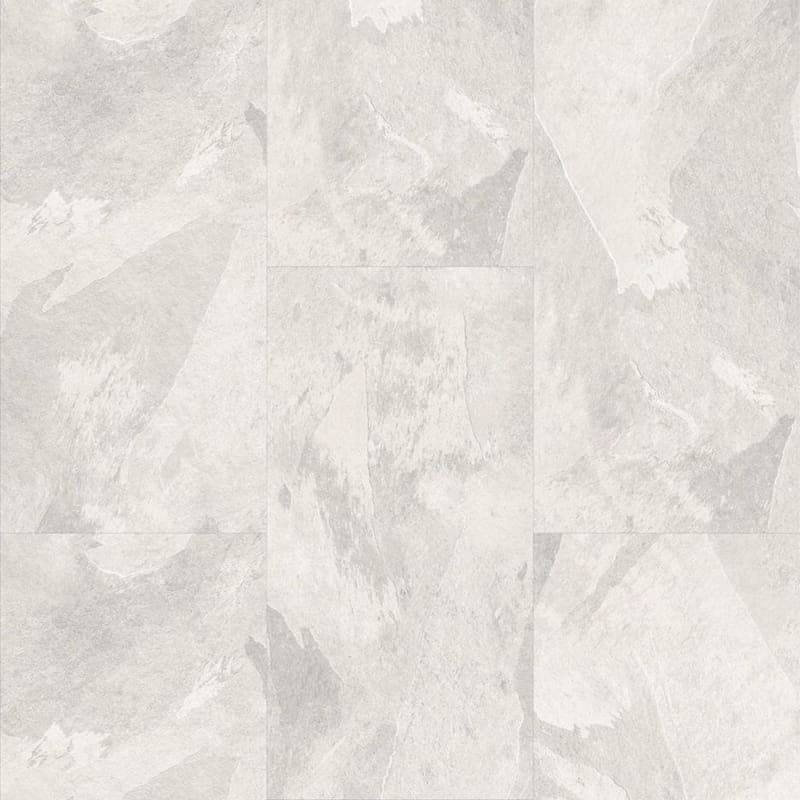 Moduleo Roots Mustang Slate 70177 luxury vinyl flooring displaying soft grey tones with subtle white veining in a tile format