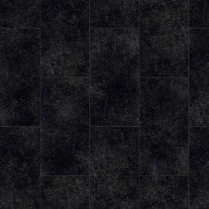 Moduleo Roots Cantera Blue Stone Tile flooring showing dark blue-black tiles with subtle speckles and smooth texture