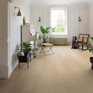 Close-up detail of Buttermilk Oak flooring showing grain texture