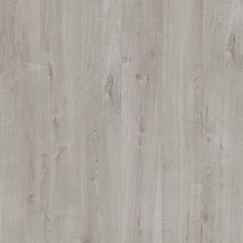 Full view of Quick-Step Alpha Bloom Cotton Oak Cold Grey flooring showing the complete wood grain pattern and plank layout