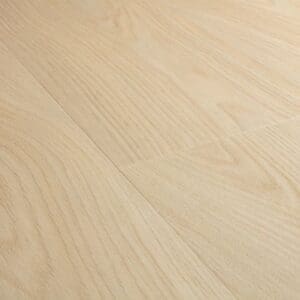 Full room view of Buttermilk Oak flooring in bright living space
