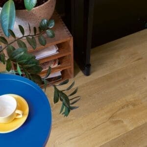 Close-up of plant and piano with Cotton Oak Natural flooring