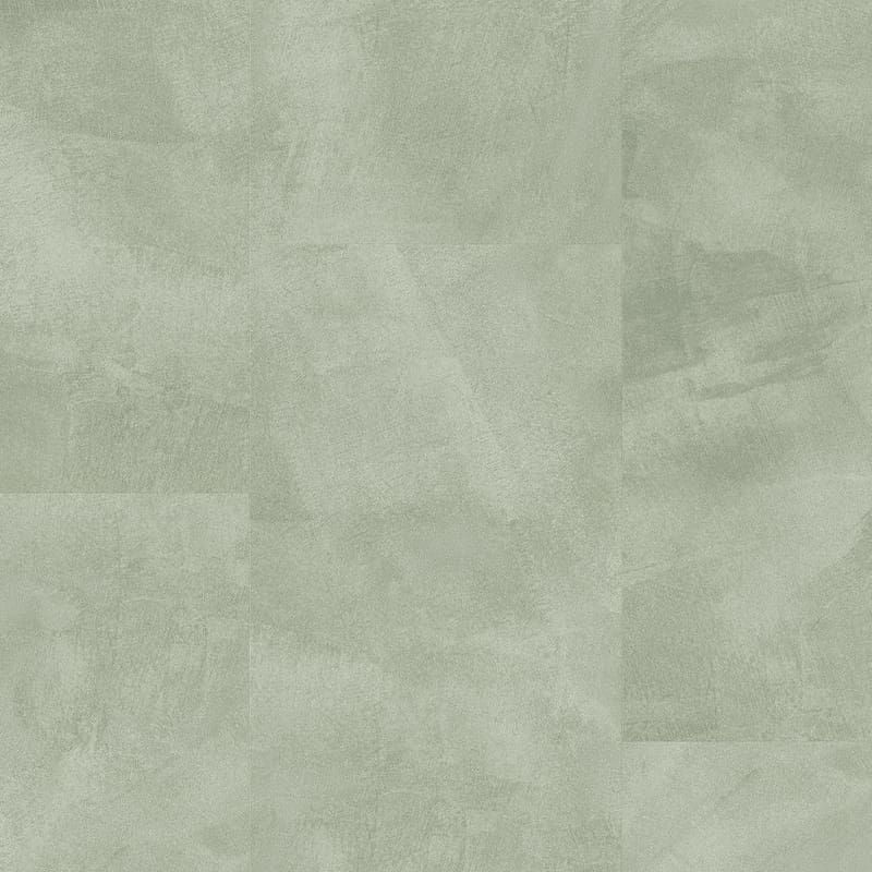 Detail of Soft Sage vinyl flooring with water droplets showing waterproof capability