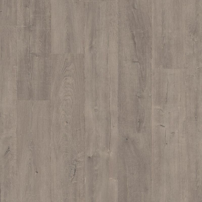 Full view of Quick-Step Capture Patina Oak Grey laminate flooring showing plank layout and natural wood appearance