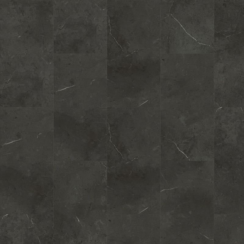 Moduleo Roots Triana Stone Effect 46990 - Full installation view showing the elegant dark stone appearance with white marble-like veining