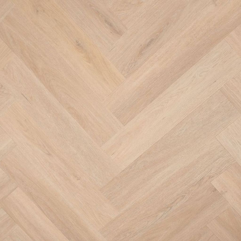 Overhead view of Campden Oak Herringbone SPC flooring showing the wood effect pattern