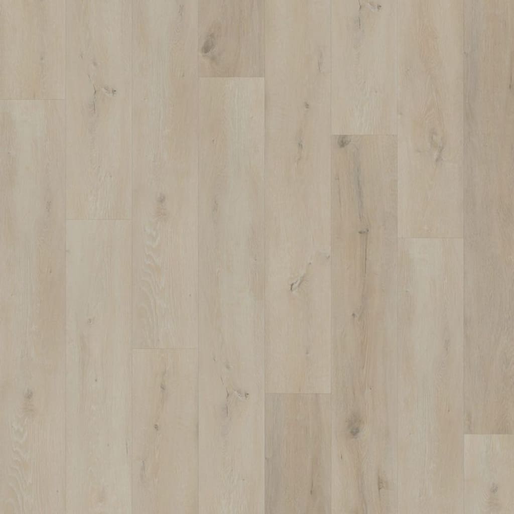 Close up of Prestige Oak White vinyl planks showing light wood grain texture