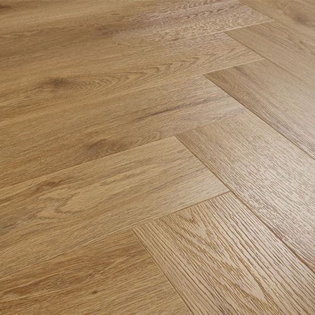 Angled view of the Abingdon Artisan Click Brushed Oak flooring highlighting the wood effect texture.