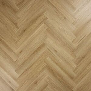 Top down view of Abingdon Artisan Click Weathered Cedar flooring in a herringbone pattern