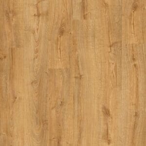 Quick-Step Alpha Bloom Honey Oak vinyl flooring close-up showing detailed wood grain texture and warm honey tones
