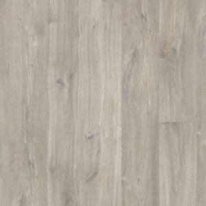 Full plank view of Quick-Step Canyon Oak Grey vinyl flooring showing the complete wood pattern