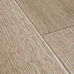 Close-up of Quick-Step Majestic Desert Oak Brushed Grey laminate flooring showing textured surface and plank joints