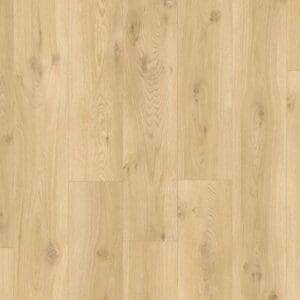 Quick-Step Alpha Blos Drift Oak Beige vinyl flooring sample showing natural oak grain pattern