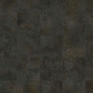 Moduleo Roots Meteora 46967 luxury vinyl flooring showing dark grey stone-effect tiles with subtle metallic finish