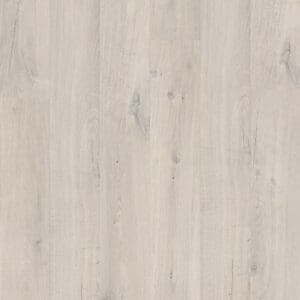 Close-up of Quick-Step Cotton Oak White Blush vinyl flooring showing detailed grain texture and plank joints