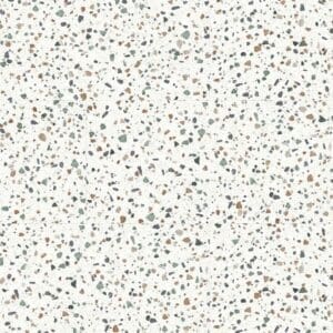Moduleo Roots Fiastra Terrazzo Tile 46733. featuring white background with green, brown, and grey speckles