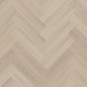 Moduleo Roots Glyde Oak 22246 luxury vinyl flooring in herringbone pattern installation showing light oak grain texture