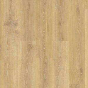 Quick-Step Creo Tennessee Oak Natural Laminate flooring sample showing detailed wood grain pattern and natural oak coloration