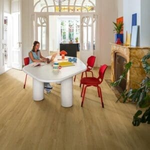 Full view of Quick-Step Capture Brushed Oak Warm Natural laminate flooring planks