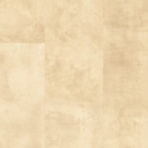 Close-up of Quick-Step Muse Sandstone laminate flooring showing waterproof properties with water droplets on surface
