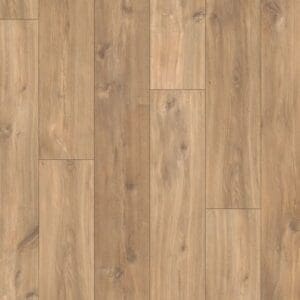 Close-up of Quick-Step Classic Midnight Oak Natural laminate flooring showing detailed wood grain texture and plank joints