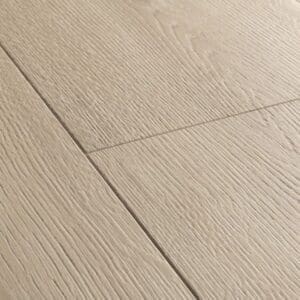 Close-up of bathroom details with Quick-Step Brushed Oak Beige laminate flooring