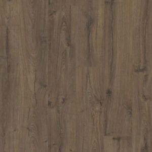 Quick-Step Impressive Ultra Classic Oak Brown laminate flooring sample showing detailed wood grain texture and authentic bevel edges