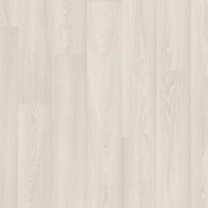 Full view of White Premium Oak laminate flooring showing plank layout and light coloration