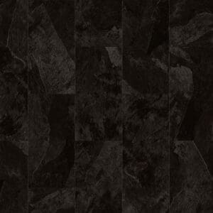 Moduleo Roots Mustang Slate 70998 luxury vinyl tile flooring displaying rich black slate appearance with authentic stone texturing