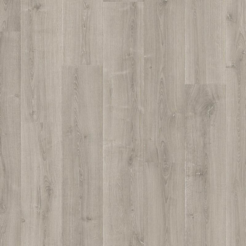 Close-up of Quick-Step Capture Brushed Oak Grey laminate flooring showing detailed wood grain texture