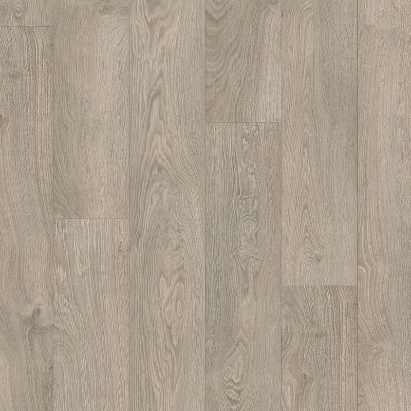 Quick-Step Classic Old Oak Light Grey laminate flooring sample showing detailed wood grain pattern