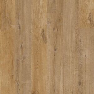 Quick-Step Alpha Bloom Cotton Oak Natural vinyl flooring sample showing warm natural oak grain pattern