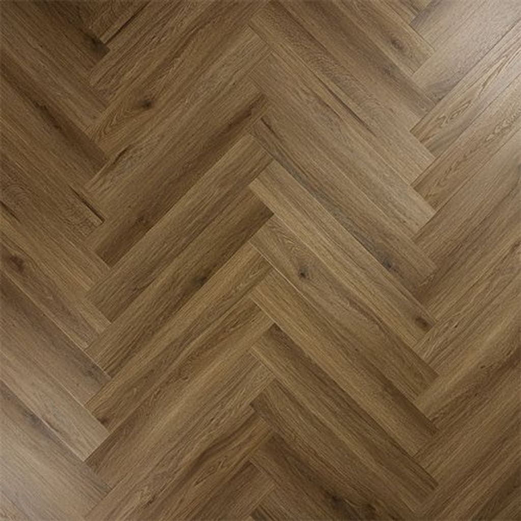 Abingdon Artisan Click Antique Walnut flooring laid in a herringbone pattern