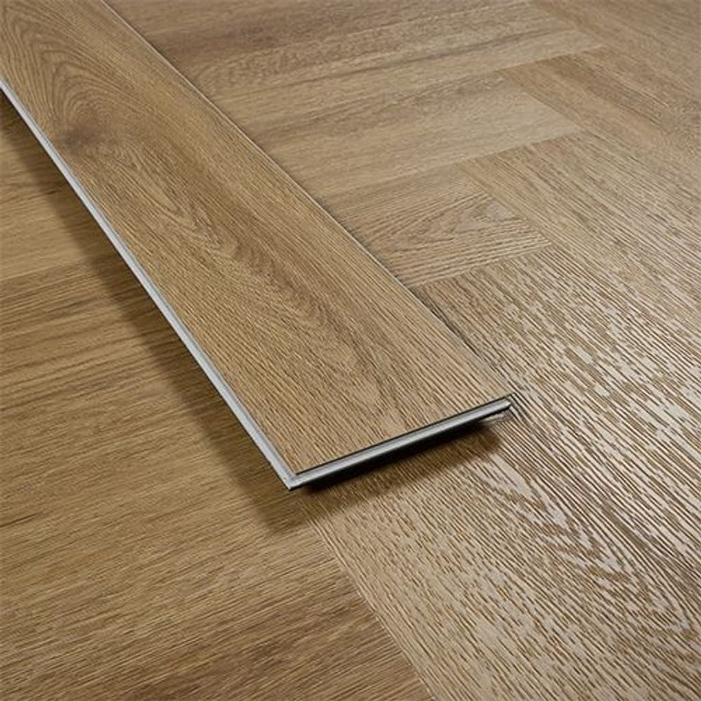Side profile of an Abingdon Artisan Click Chestnut plank showing the click system