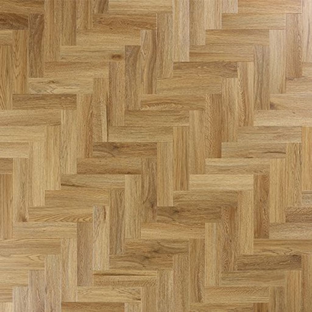 Top down view of Abingdon Mosaic Brushed Oak luxury vinyl flooring in a herringbone pattern
